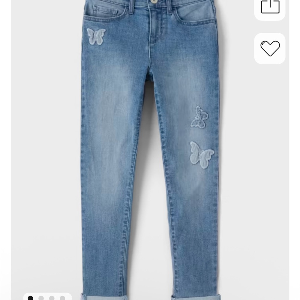 Kids Blue Jeans with Butterfly Embroidery